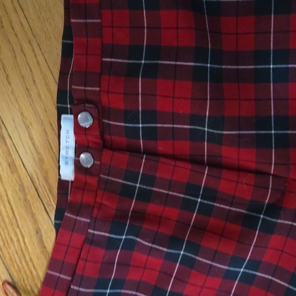 Jones New York straight leg red plaid slacks. - Picture 3 of 7